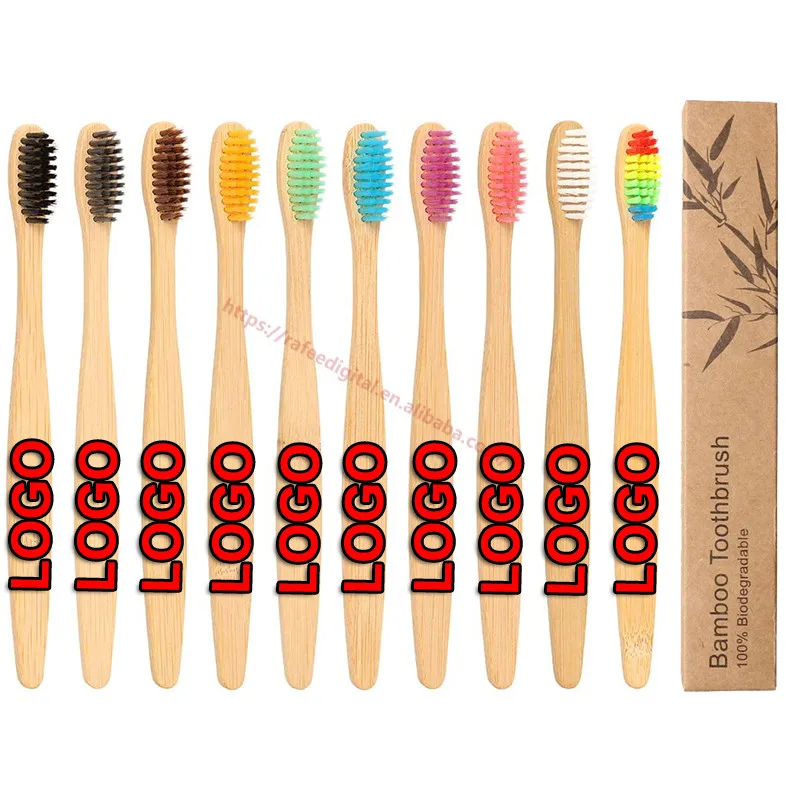 

Custom Laser Logo Luxury Brand Bulk Travel Natural Eco Friendly Biodegradable Soft Bristle Organic Bamboo Toothbrush Tooth Brush, Stock 10 colors