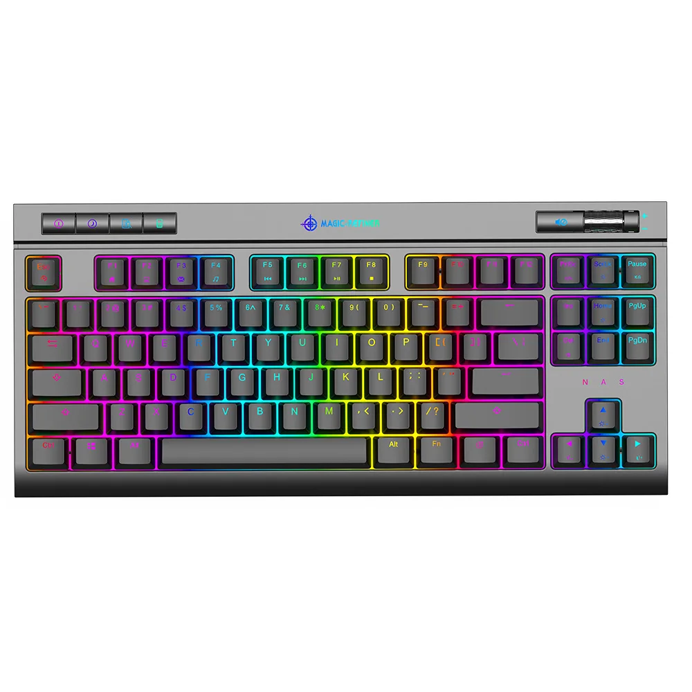 

High quality hotsale wired tkl 87keys 80% ergonomic rgb backlit gaming mechanical keyboard for gamers, Black/ white