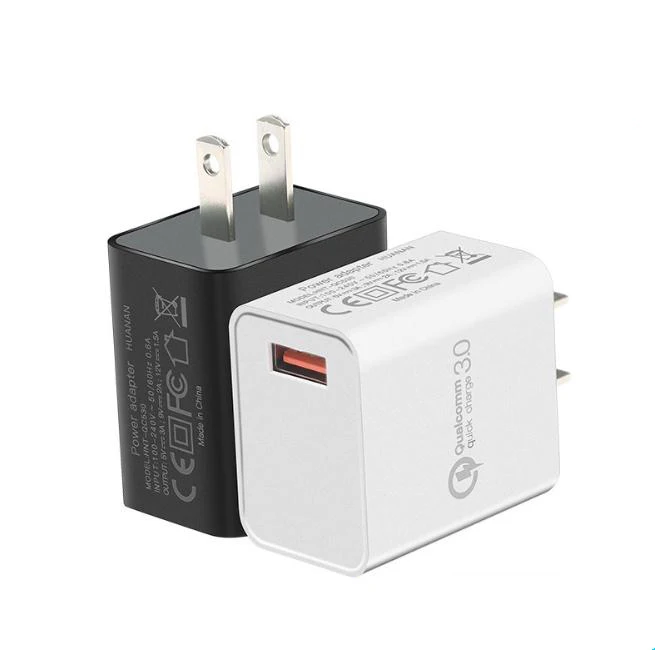 

2021 Hot Sale 18W USB Fast Charger QC3.0 US Plug Power Adapter Wall Charger for Mobile Phone Travel Charger with Custom Logo