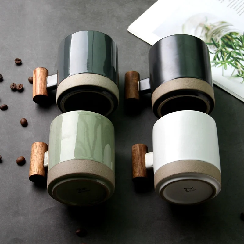 

Factory Wholesale China Cheap Price Stoneware coffee Mugs 350ml Green White Black Grey Ceramic Cups