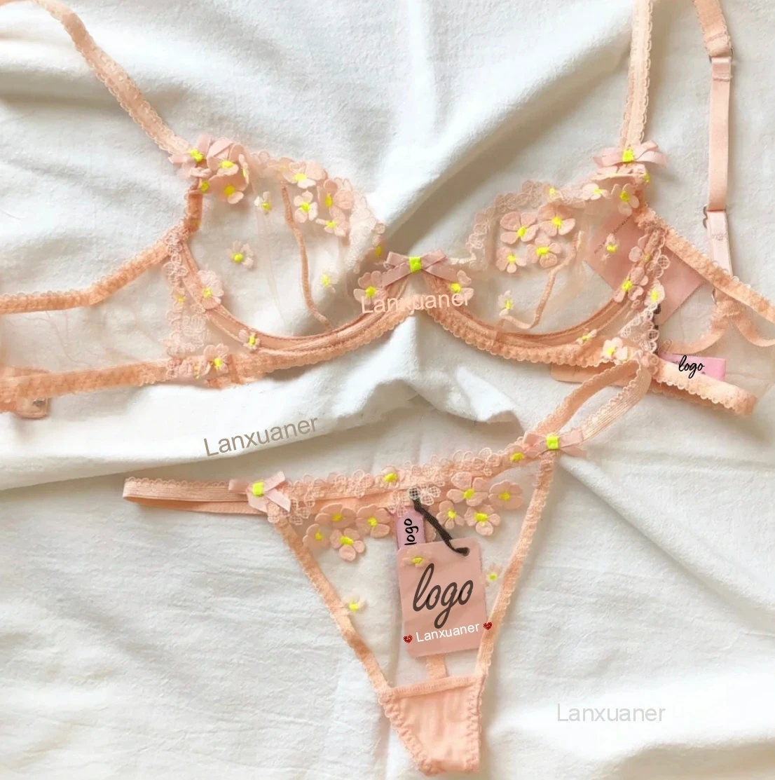 

Lace Embroidery Multiple Feature and Material Custom Bra and Panties Custom Logo Lingerie Set Custom Lingerie