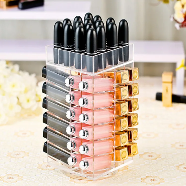 

Rotating cosmetic storage box transparent acrylic lipstick display stand cosmetic lipstick organizer