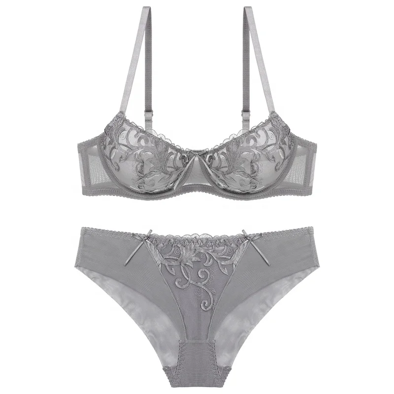 

Factory Pictures Padded Bra Private Label Bra Penty Set, Black, white, gray