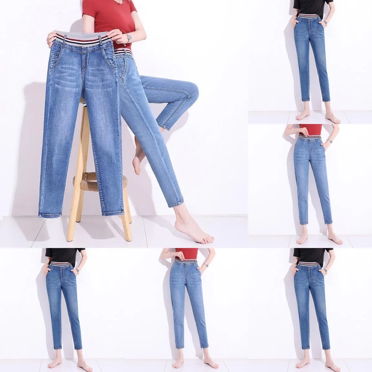 

Factory wholesale women's jeans trousers thin women's jeans factory stock spot women's jeans cheap