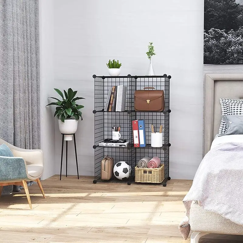 Metal Wire Storage Cubes,Metal Grids Book Shelf Modular Shelving Units