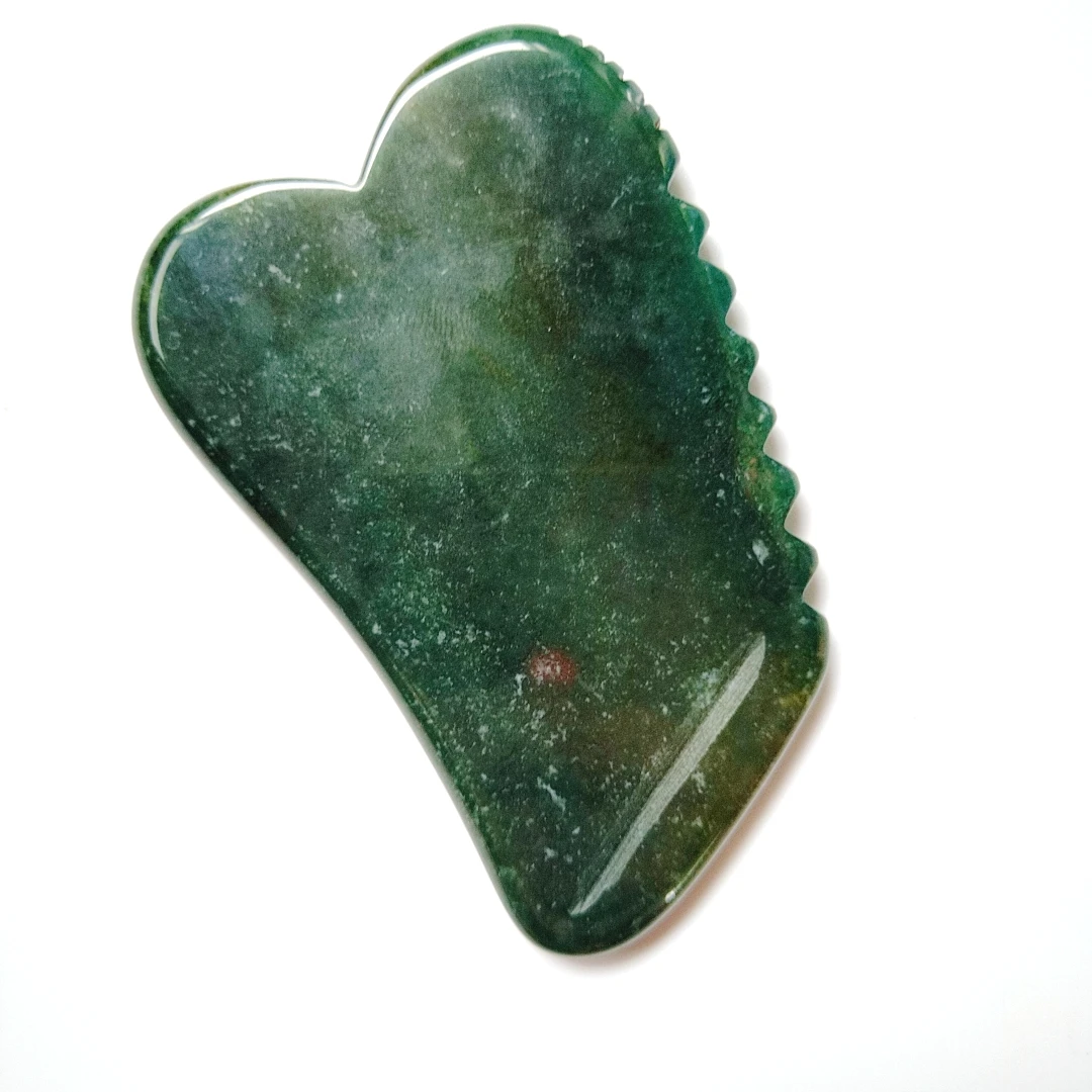 

Highest Quality Gua Sha Scraping Massage Face Spiky moss agate Guasha Board Scraper Tool in New shape