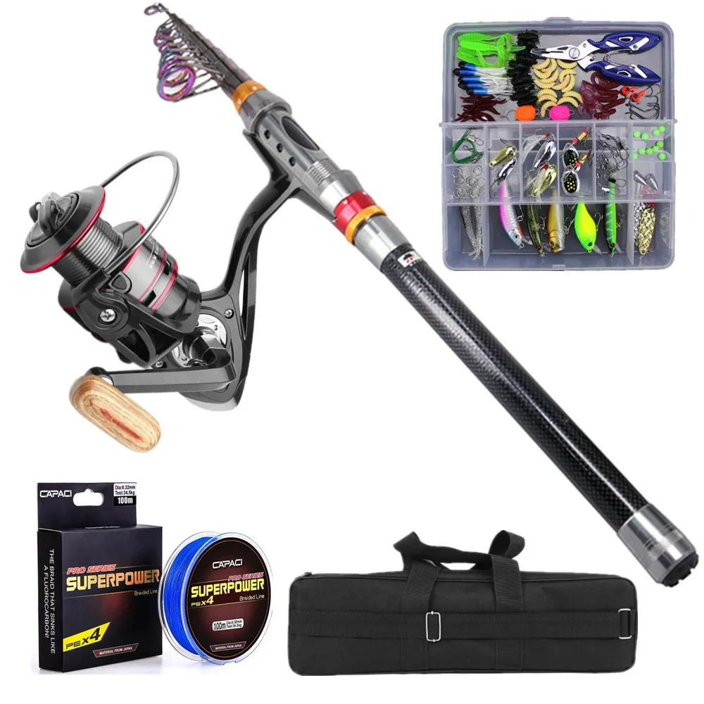 

Fishing Combo Telescopic Fishing Rod and Reel Kit with Line Lures Hooks for Adult Travel Freshwater Factory Supplier