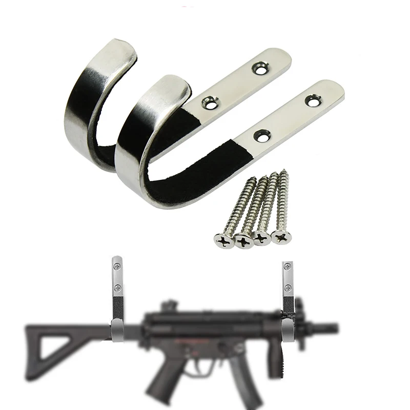 

Tactical Padded Wall Mount Storage Rack J-Hook Rifle Rack Shot Gun Hanger for Hunting Airsoft Rifle Accessory, Silvery