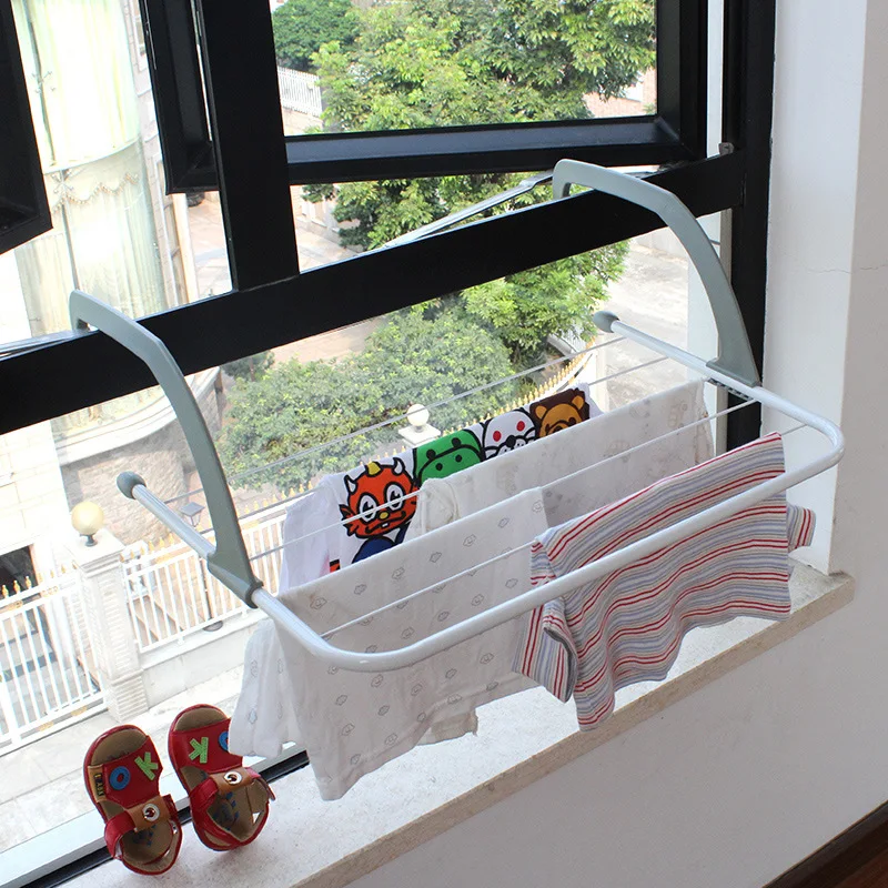 

BBA291 Multifunction Adjustable Small Fold Indoor Radiator Guardrail Shoe Rack Window Outside Balcony Drying Rack