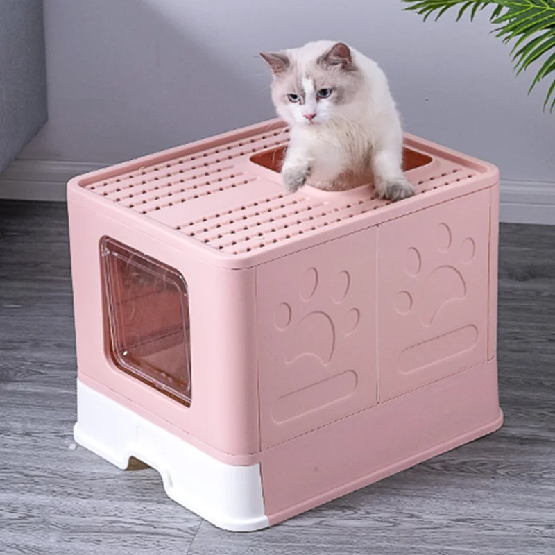 

Large foldable top-in fully enclosed cat litter box cat supplies