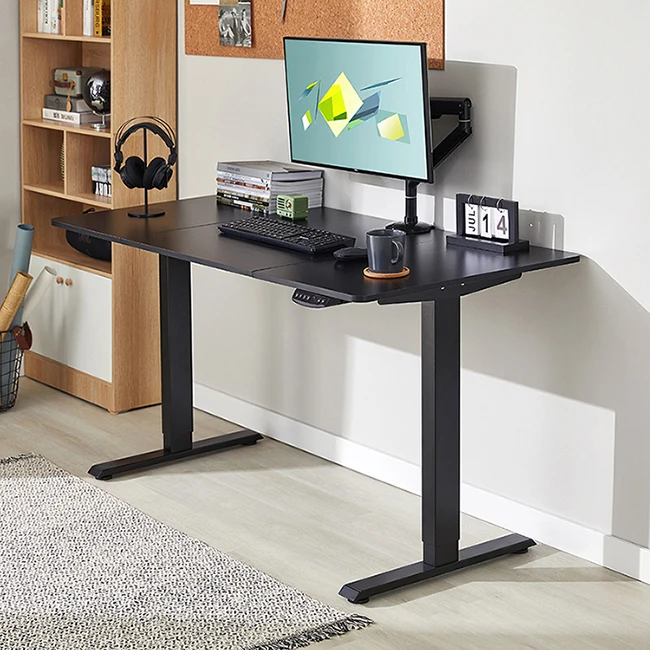 

Factory Wholesale Smart Office Table Electric Desk Standing Desk Large, Black frame with black tabletop