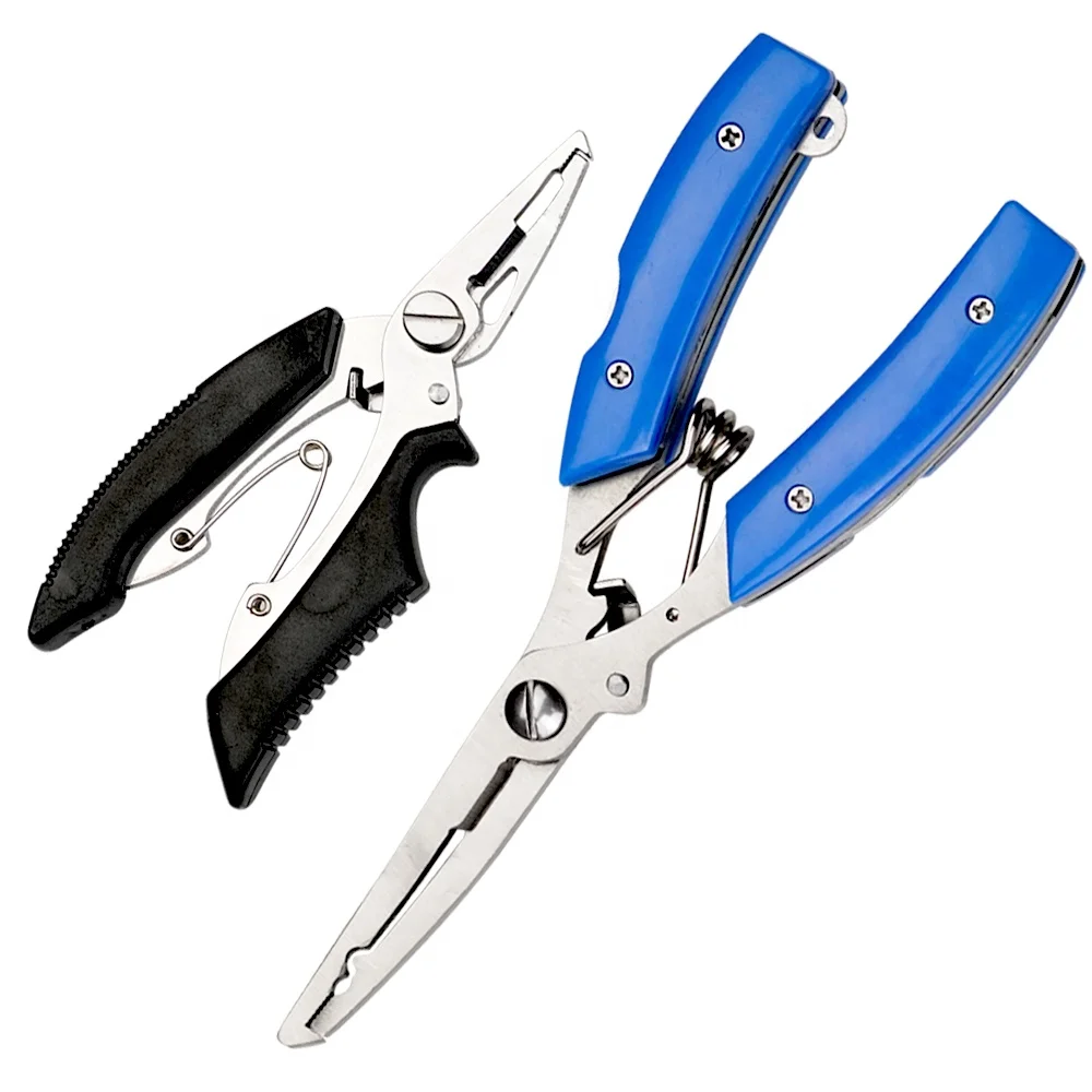 

New arrive outdoor fishing gear anti slip comfortable grip portacble high quality stainless steel multi function fishing pliers, Black/blue