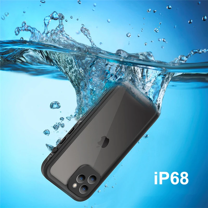 

IP68 Waterproof Case Full Body Shockproof Snowproof for iphone 11 12 pro diving phone cases built in screen protector, 4 colors