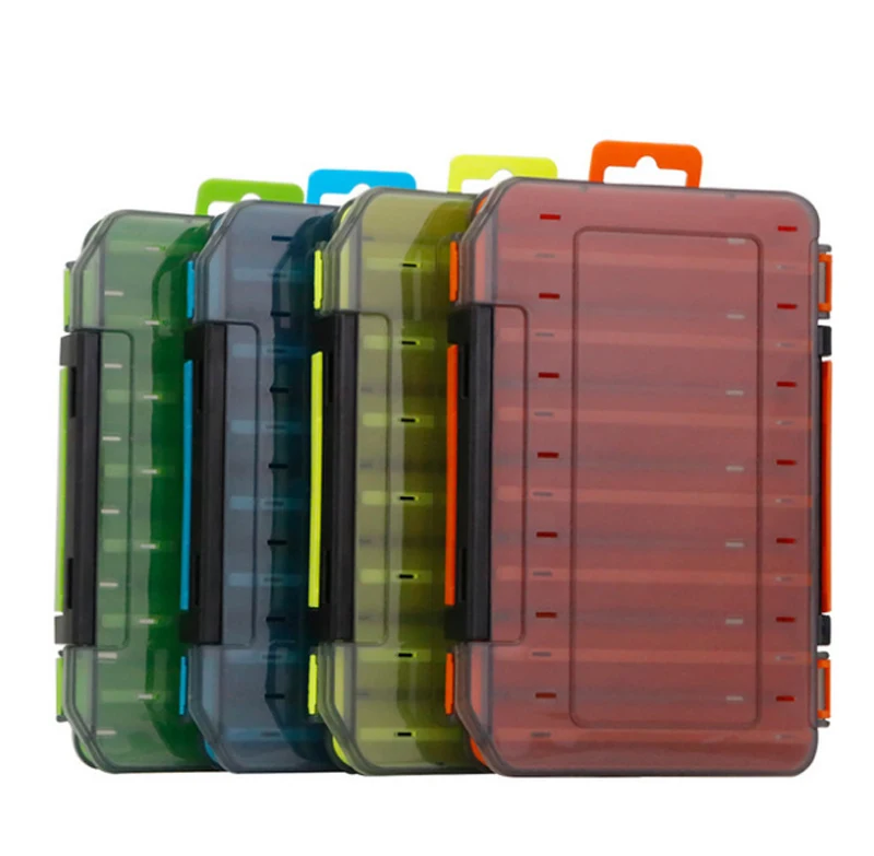 

Amazon New  14 Compartments 4 Colors Double-sided Multipurpose Wood Shrimp Lure Box Squid Jig Storage Box
