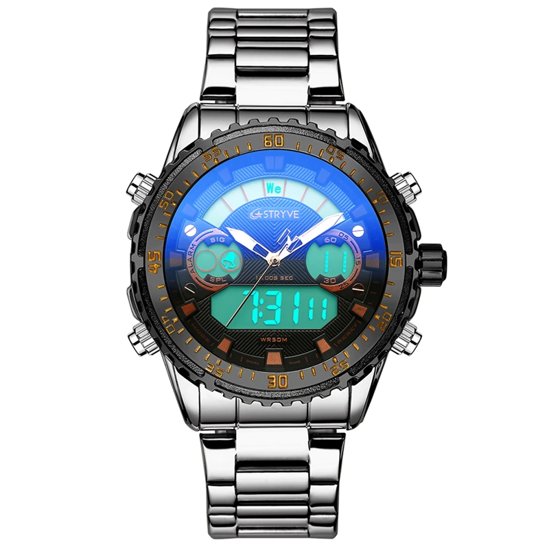 

STRYVE 8020 Luxury LED Digital Quartz Mens Watches Chronograph Man Sport Watch Waterproof Wristwatch relogio quartzo masculino