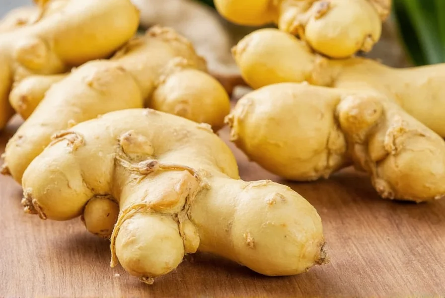 Fresh Chinese ginger root with characteristic smooth skin and pale yellow color