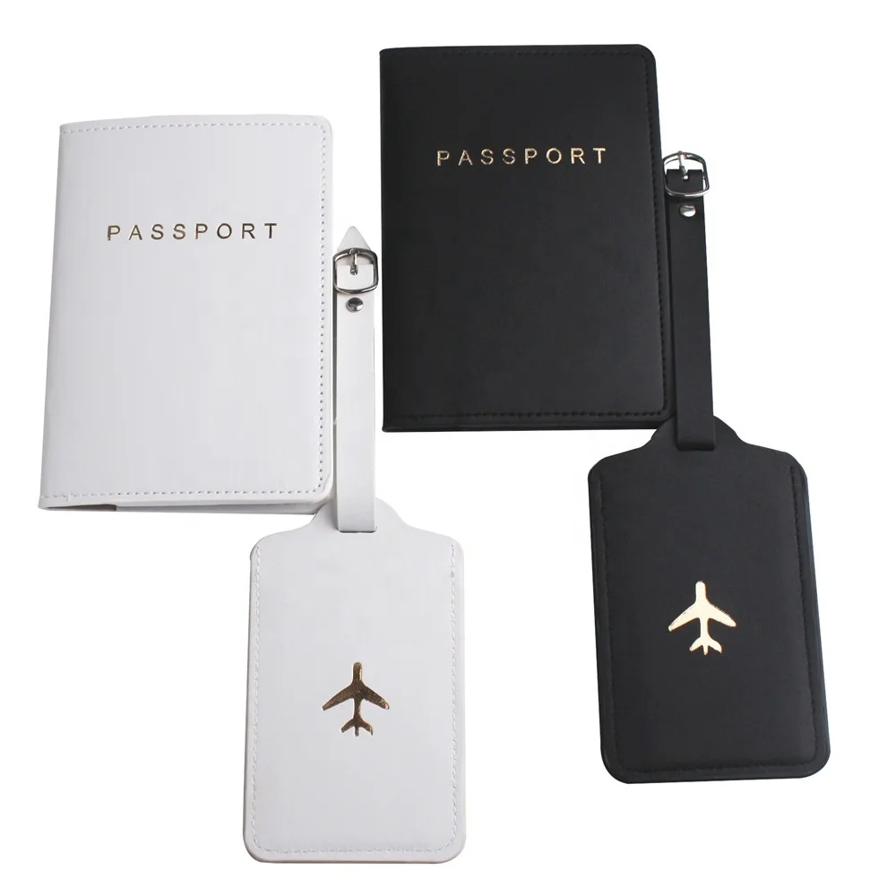 

Gift Set Gold Logo Passport Holders Travel Leather Passport Holders And Luggage Tag, Colorful color