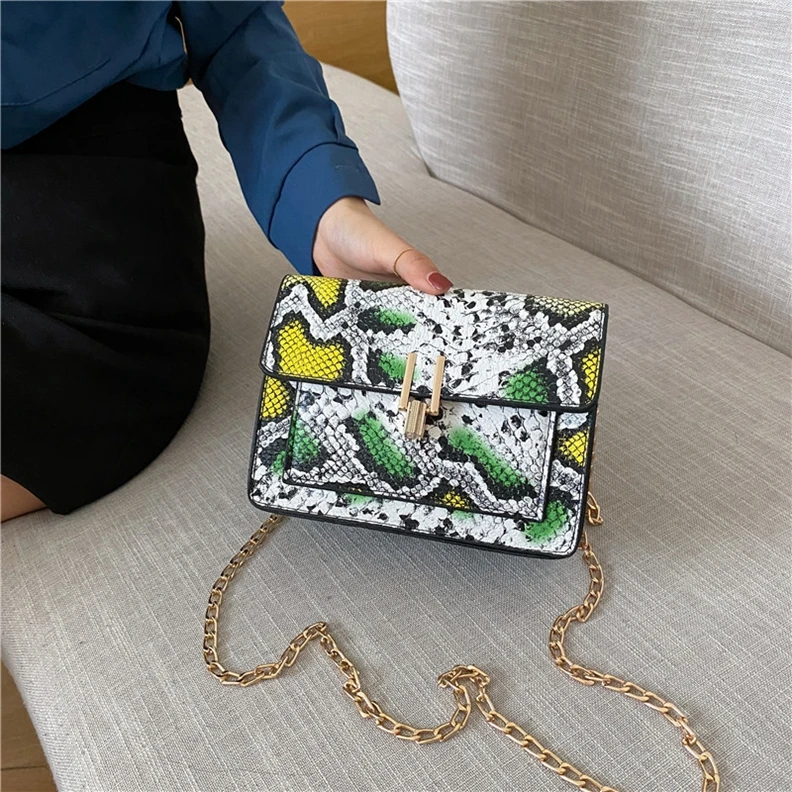 

XP1713 Luxury Pu Women Party Clutch Bag Chain Purse Handbag Ladies Crossbody Mini Bag Serpentine Embossing Shoulde