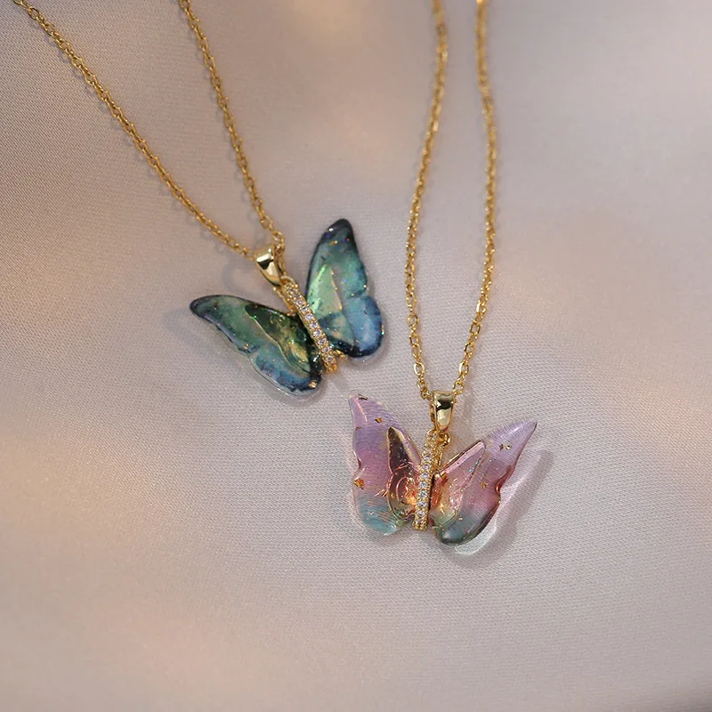 

GT Personalized Style Stainless Steel Accessories Exquisite Zircon Butterfly Necklace