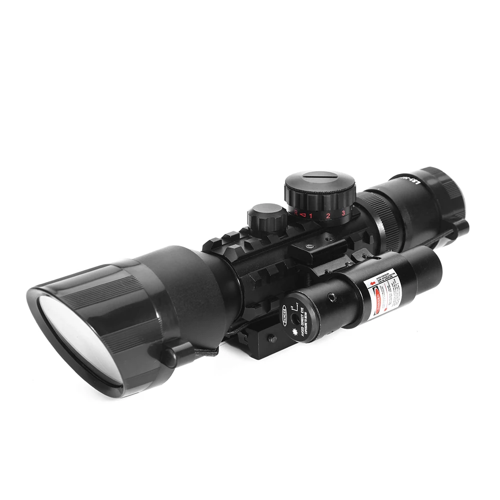 

M9 3-10x42EG Tactical Optics Sight Illuminated Riflescope Red Dot With Red Laser, Black
