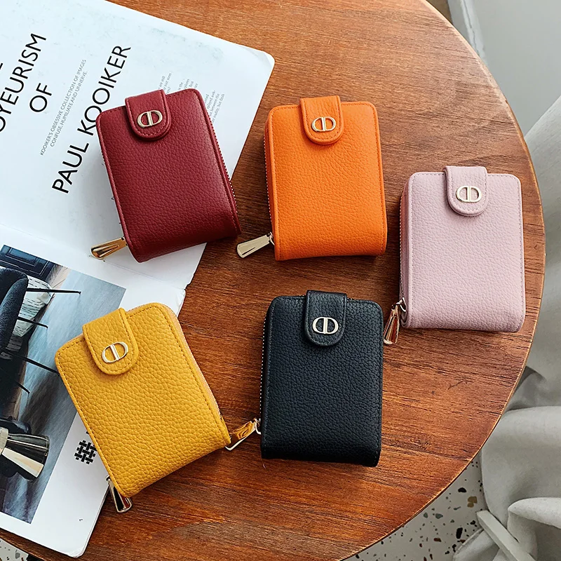 

China Manufacturer Classic Trendy Women Credit Card Holder ID Slot Cash Coin Purse Competitive Price for Ladies, 5 colors