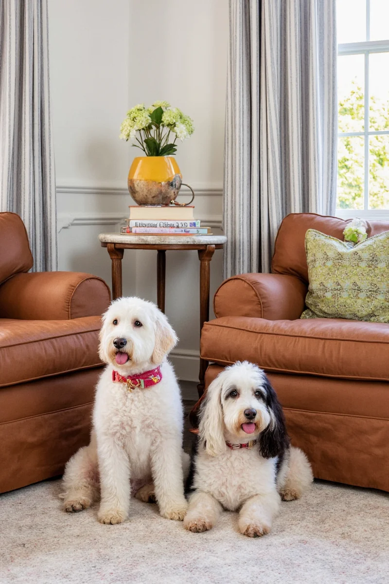 Set of small-sized Staffordshire terriers perfect for bookshelves or nightstands.