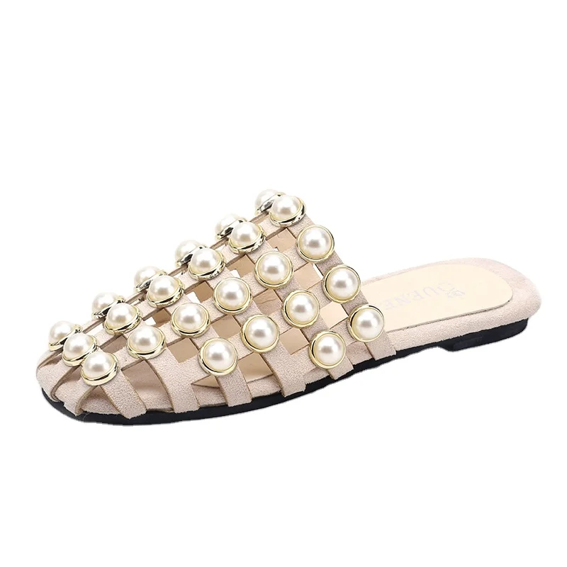 

2021Pearl and mesh full package slippers, waterproof Outdoor Beach women's sandals