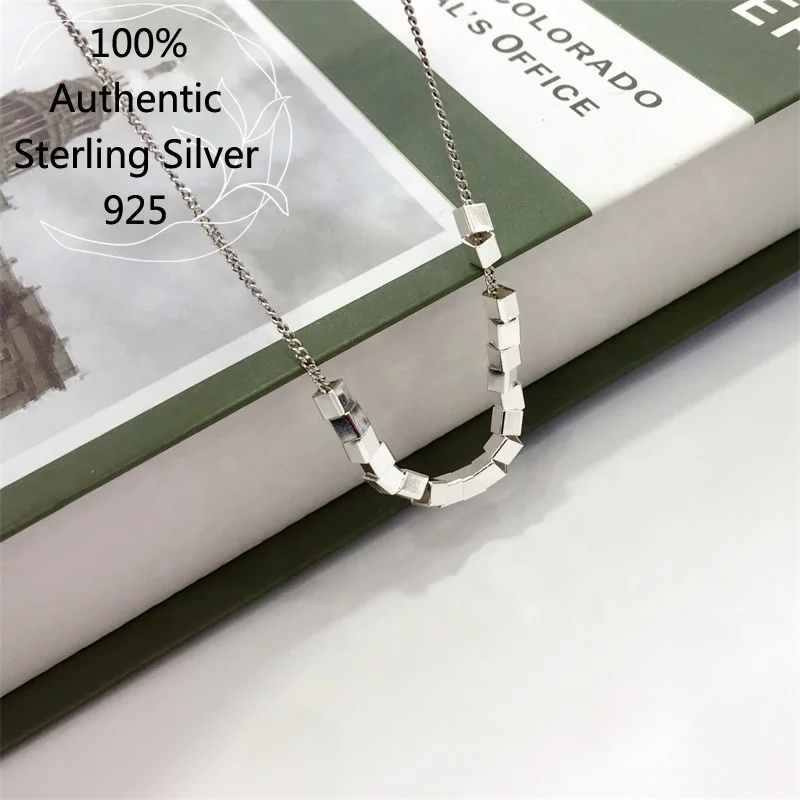 

925 Sterling Silver Necklaces Cube Squares Necklace Choker for Girls Wholesale Custom Ins Korean Collarbone Cuban Link Chain