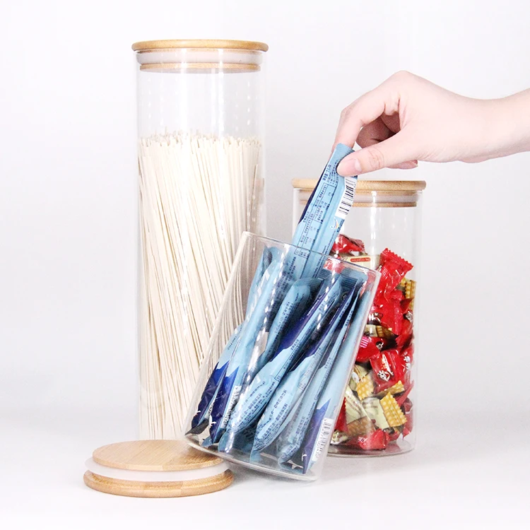 

950ml Borosilicate Glass Kitchen Storage Jar with Sealed Bamboo Lid