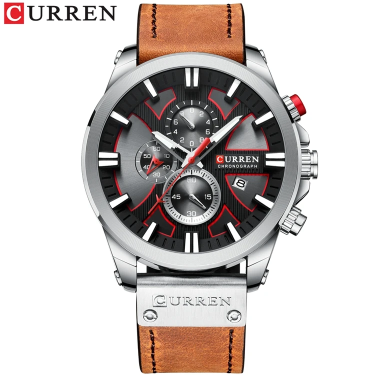 

CURREN 8346 Lateststyling Stylish Wrist Watches For Men Leather Strap Analog Quartz Chronograph Calendar Male Watch