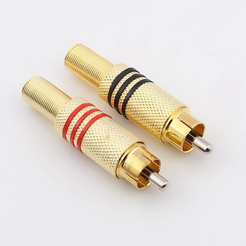 rca 连接器插头插头 av 插头为 pc 音频视频焊接 diy 零件金色红色