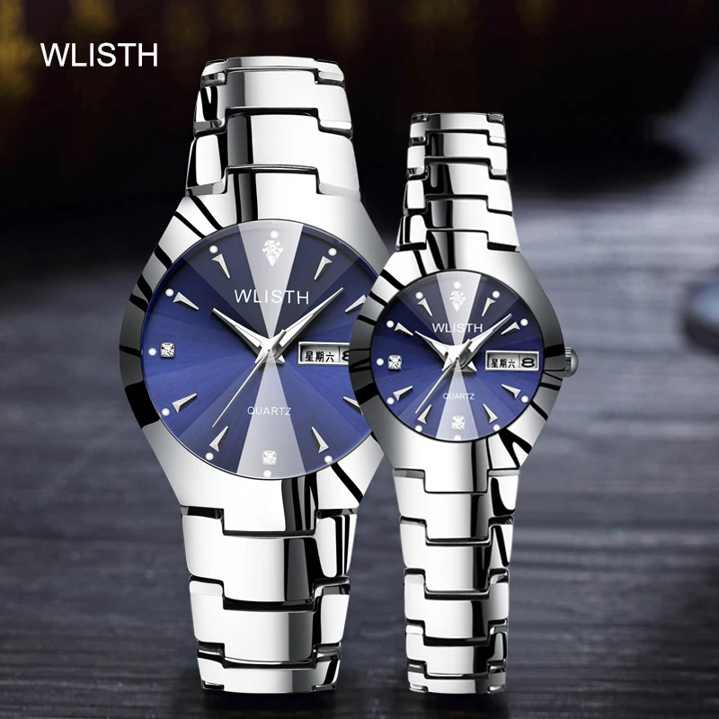 

Best selling men's watch luminous couple waterproof steel belt watch trend double calendar men's stainless steel quartz watch
