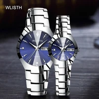 

Best selling men's watch luminous couple waterproof steel belt watch trend double calendar men's stainless steel quartz watch