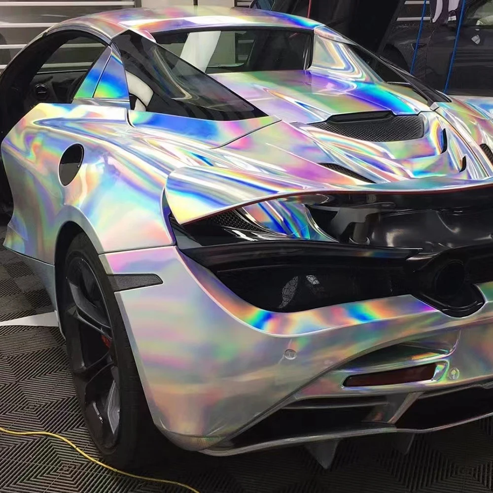 

WRAPMASTER 1.52 *18m Self Adhesive Holographic Laser Chrome Rainbow Silver Car Wrapping