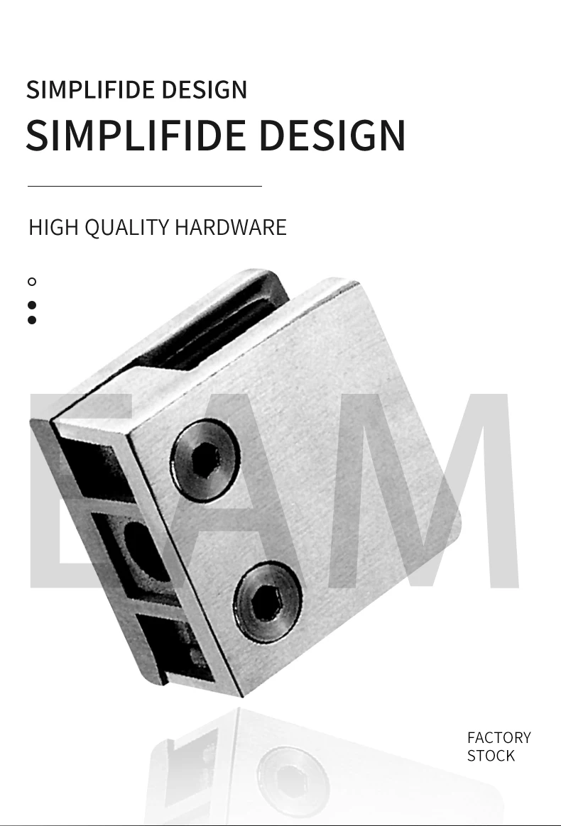 316 Stainless steel square glass clip High coupling clamping glass profile railing B004