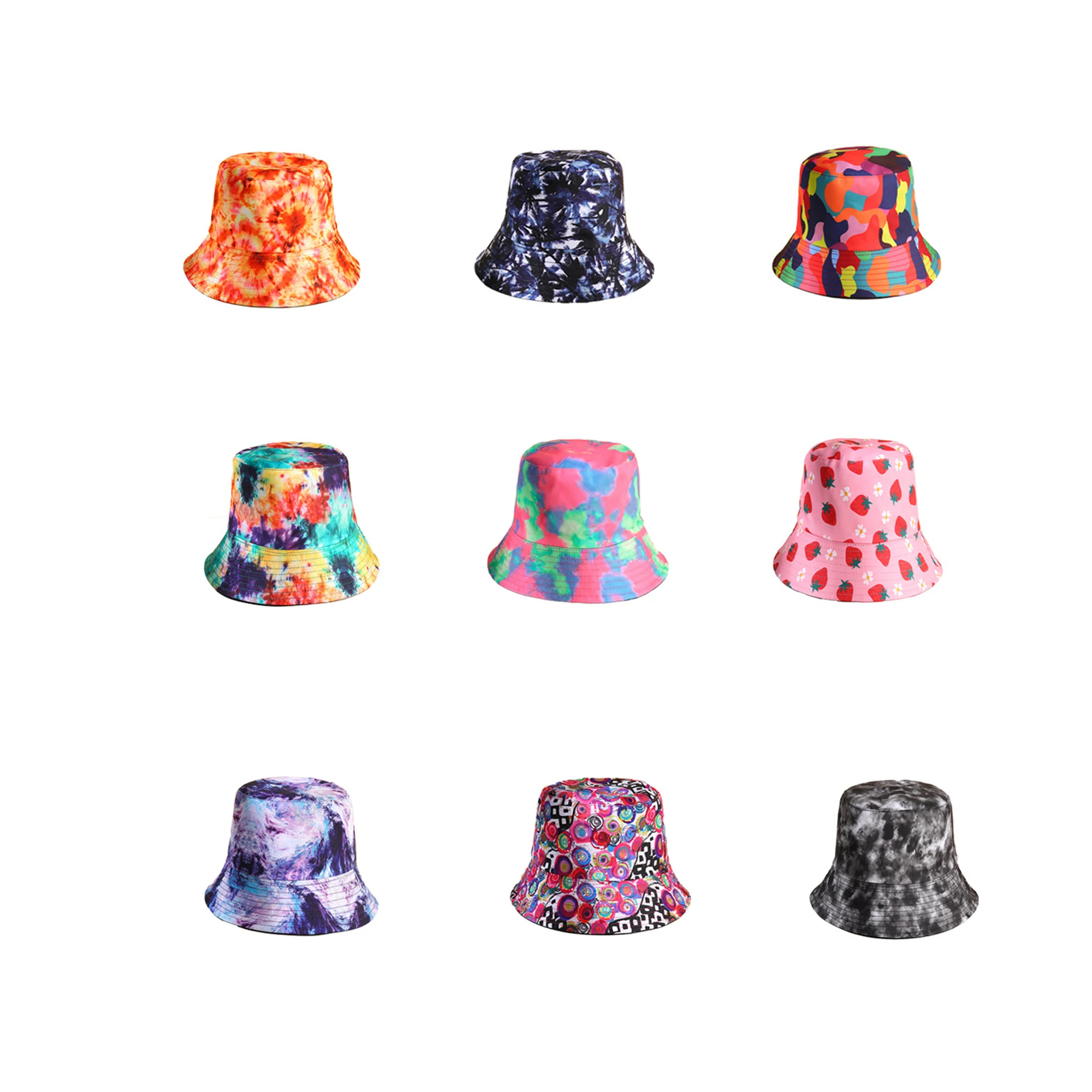 2023 new 3D printed tie-dye Bucket hat Summer Outdoor sunscreen Visor hat