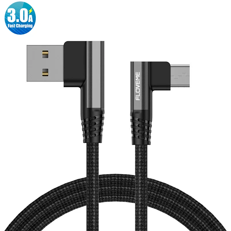 

Free Shipping 1 Sample OK FLOVEME Custom 1m New 90 Degree Double Elbow USB 3A Fast Charging Elbow USB Charge Cable for All Phone