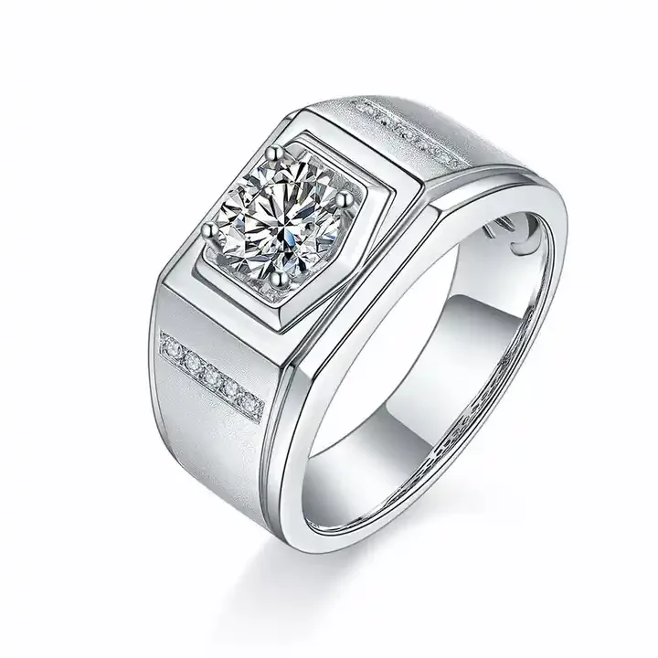 

Fine Jewelry 925 sterling silver white gold plated 1. 08ct VVS moissanite diamond rings