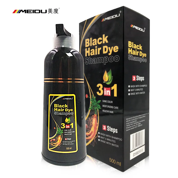 

wholesale 500ML hair dye brands natural care no ppd professional manufacturer vip instant black hair color shampoo, 7colors