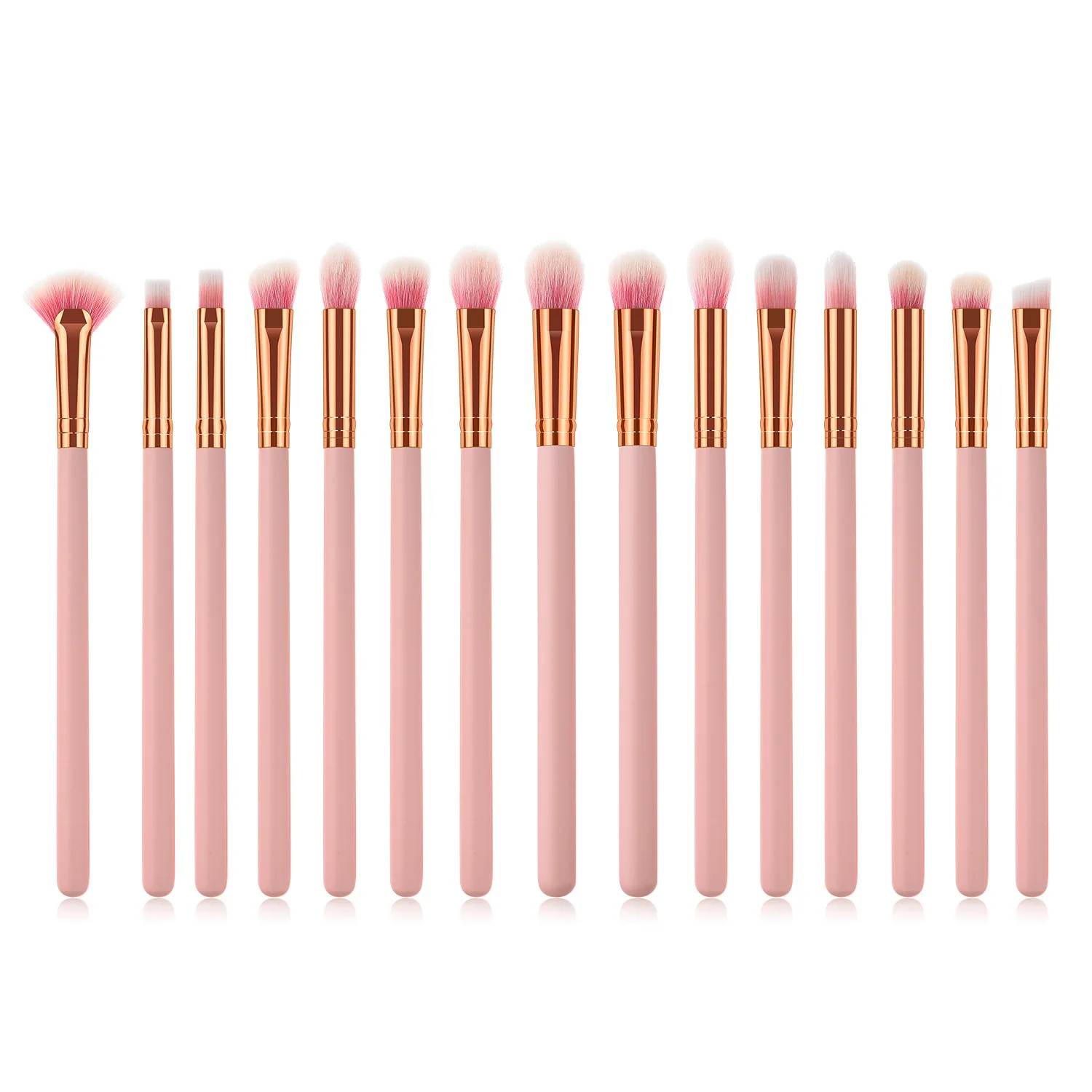 

2021 wholesale 15 Pack Slim Eye Makeup Brushes Set for EyeBrow EyeShadow Professional eye make-up brushes kit, Pink