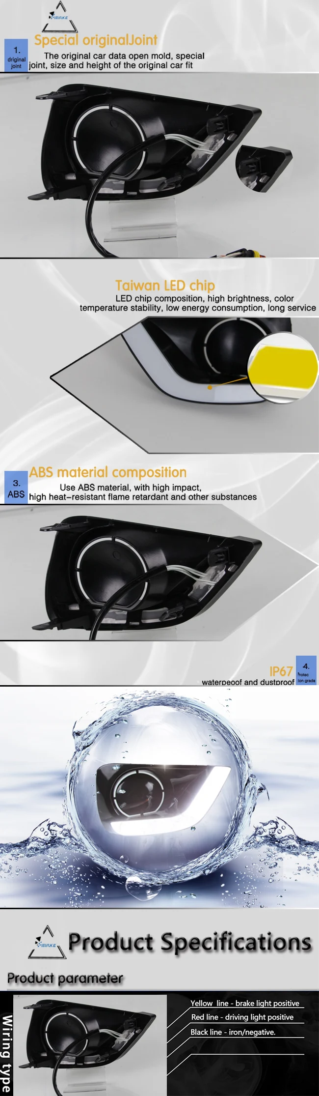 Luces LED DRL para Toyota Vios 2014, 2015 y 2016