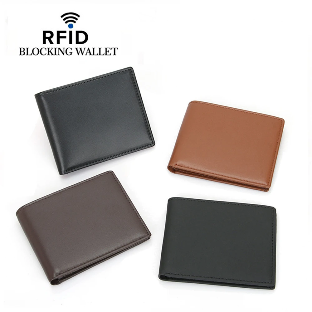 

Hot Sale Microfiber RFID Blocking Men Bi-fold Short Purse Wallet for Cash Cards with Transparent ID Window