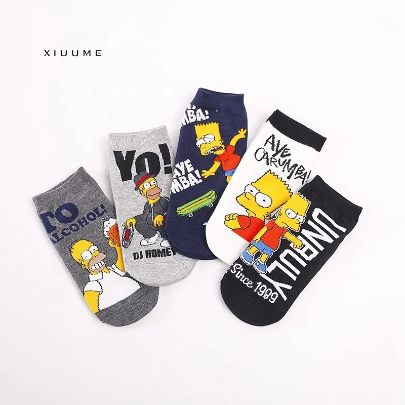 

Wholesale ankle summer fashion cute comics Simpson women men socks cotton 100%