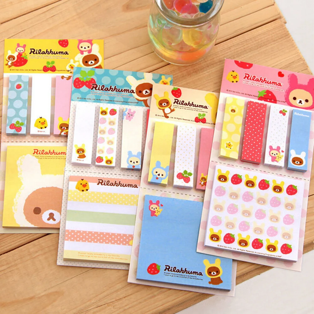 

Free Ship Rilakkuma Cute Cartoon Bear Sticky Notes Memo Pad School Supplies Planner Stickers Paper Bookmarks Korea Stationery