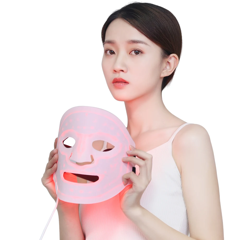 

Silicone And Fabric Material Super Soft Rechargeable 4 Led Colors SPA PDT Beauty Therapy Light Face Led Facial Mask