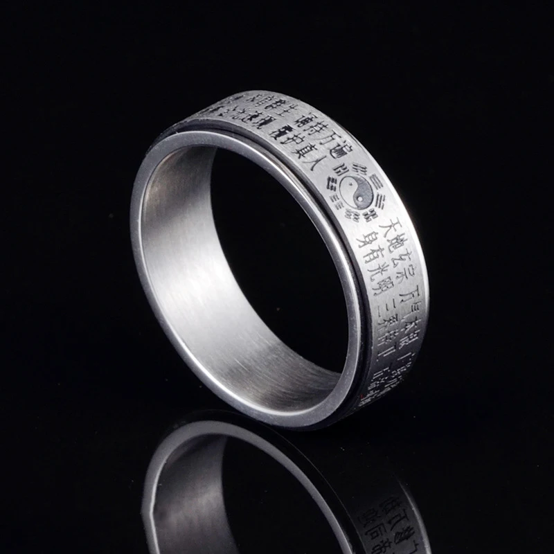 

The golden light mantra turns the titanium steel Taoism turns the personality ring, Black,gold