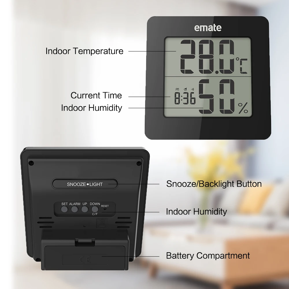 

Digital Desk Time Clock Thermometer Table Clock