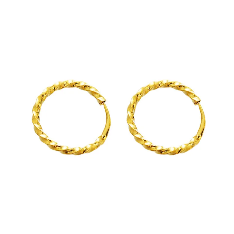 

Wholesale Brass Gold Plated Earrings Live Buckle Twist Smooth Earrings Available In Three Sizes