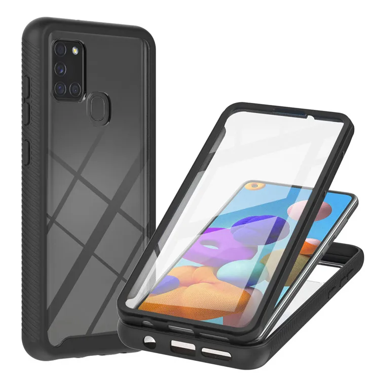 

Full-Body Protective Rugged Hybrid Bumper Shockproof Clear Phone Cover for Samsung Galaxy A21s With Built-in Screen Protector
