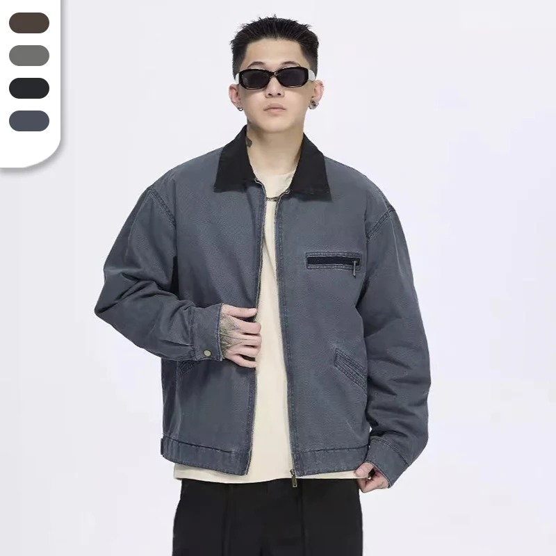 Cotton Chino Blouson Jacket Lapel Collar